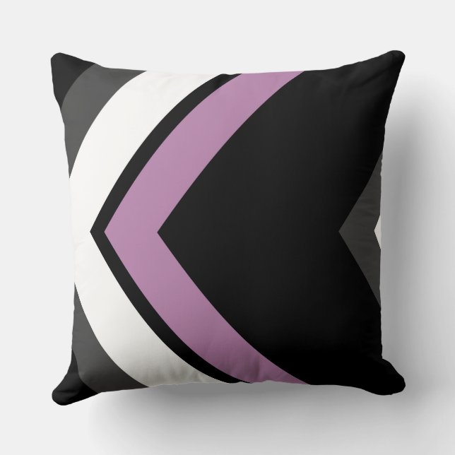 Cojín Decorativo Patrón de cheurón rosa y negro (Reverso )