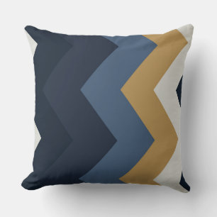 Cojín Decorativo Patrón de chevron amarillo, azul y Naranja