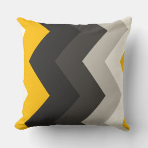 Cojín Decorativo Patrón de chevron amarillo y gris