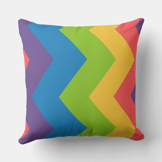 Cojín Decorativo Patrón de chevron arcoiris (Reverso )