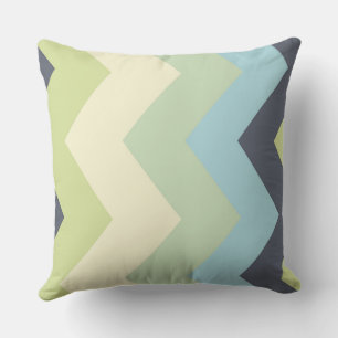 Cojín Decorativo Patrón de Chevron Azul y Verde