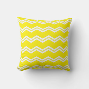 Cojín Decorativo Patrón de chevron blanco amarillo brillante modern
