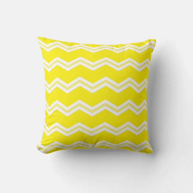 Cojín Decorativo Patrón de chevron blanco amarillo brillante modern (Anverso)