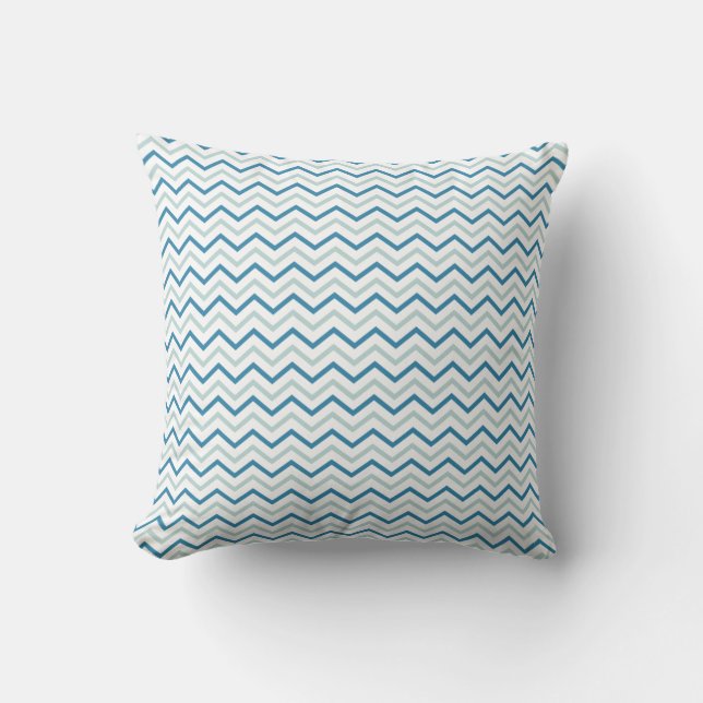 Cojín Decorativo Patrón De Chevron Blanco Y Gris Azul Aqua (Anverso)