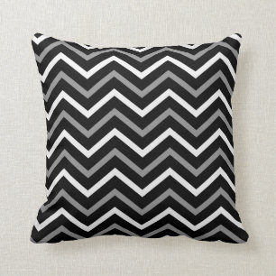 Cojín Decorativo Patrón De Chevron Blanco Y Gris Negro Moderno Zigz