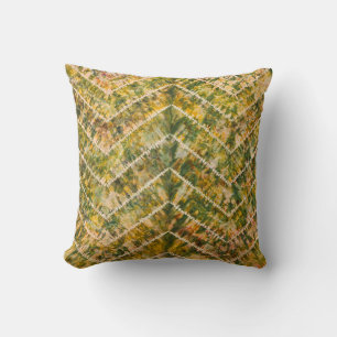 Cojín Decorativo Patrón de Chevron de Tinte con Verde y Dorado