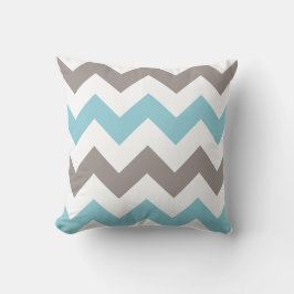 Cojín Decorativo Patrón de Chevron gris azul moderno