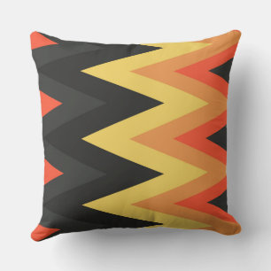 Cojín Decorativo patrón de chevron gris, naranja y amarillo