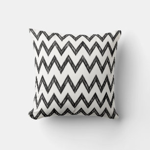 Cojín Decorativo Patrón de chevron negro y blanco de lápiz de moda