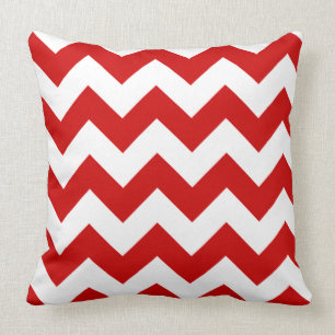 Cojín Decorativo Patrón de Chevron Rojo y Blanco