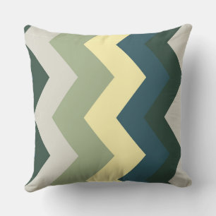 Cojín Decorativo patrón de chevron verde gris y verde azulado