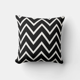 Cojín Decorativo Patrón de Chevron Zigzag | Blanco y negro