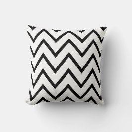 Cojín Decorativo Patrón de Chevron Zigzag | Blanco y negro