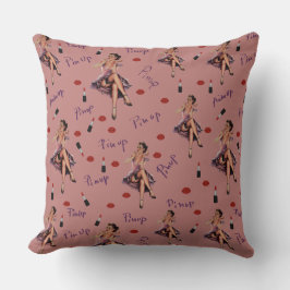 Cojín Decorativo patrón de chica de anclaje rosa