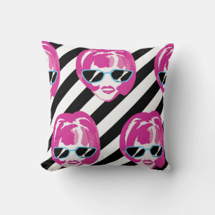Cojín Decorativo Patrón de Chicas de moda acuarela