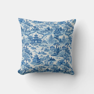 Cojín Decorativo Patrón de chinoiserie azul