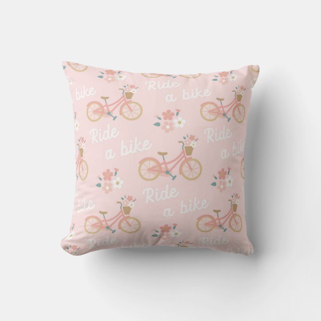Cojín Decorativo Patrón de ciclismo floral (Anverso)