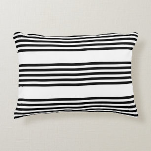 Cojín Decorativo Patrón de cinco rayas en blanco y negro