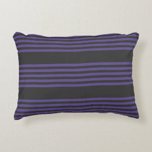 Cojín Decorativo Patrón de cinco rayas en violeta ultra y carbón