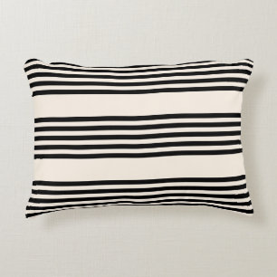 Cojín Decorativo Patrón de cinco rayas negro y beige