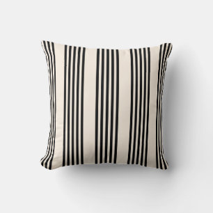 Cojín Decorativo Patrón de cinco rayas negro y beige