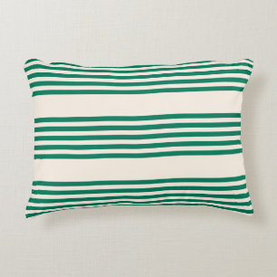 Cojín Decorativo Patrón de cinco rayas verde y beige de los bosques