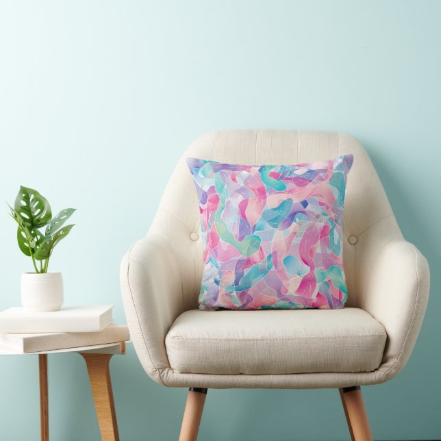 Cojín Decorativo Patrón de cinta abstracto pastel (Silla)