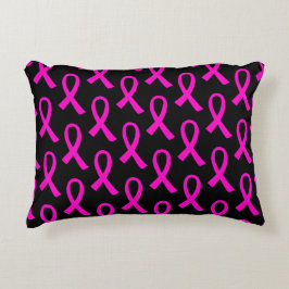 Cojín Decorativo Patrón de cinta rosa para el cáncer de mama