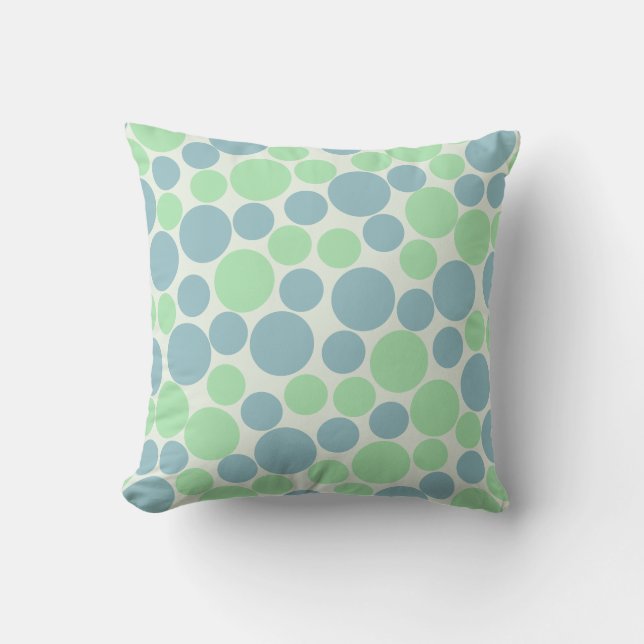 Cojín Decorativo Patrón de círculo azul y verde (Anverso)