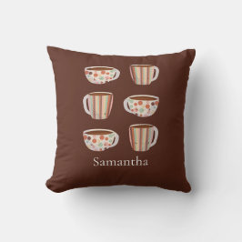 Cojín Decorativo Patrón de círculo cálido en tazas de café