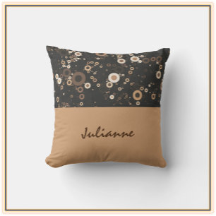 Cojín Decorativo Patrón de círculo retro Brown y Beige