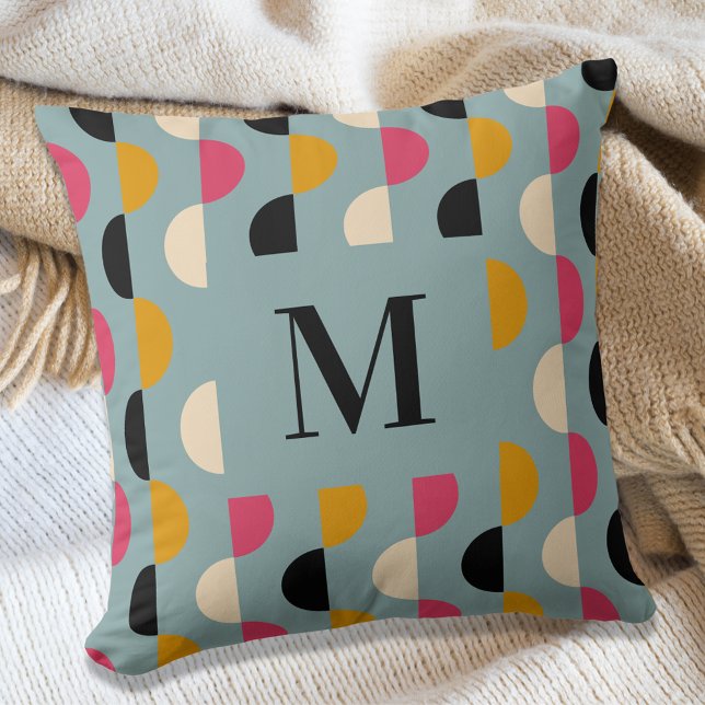 Cojín Decorativo Patrón de círculo rosa amarillo azul retro (Subido por el creador)