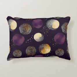 Cojín Decorativo Patrón de círculos abstractos boho de oro púrpura