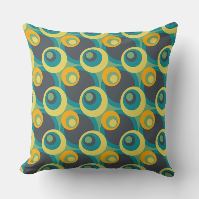 Cojín Decorativo Patrón de Círculos Pop Retro #4 (Anverso)