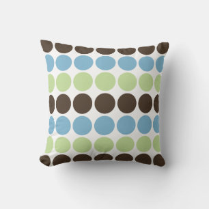 Cojín Decorativo Patrón de Círculos Retro Azul, Verde Primavera, Ma