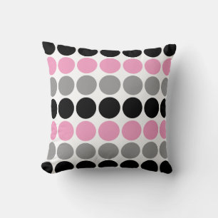 Cojín Decorativo Patrón de círculos retro rosados, grises y negros