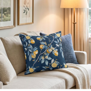 Cojín Decorativo Patrón de cítrico de limón estilo campo francés
