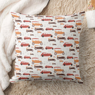 Cojín Decorativo Patrón de Coches Clásicos Vintage