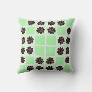 Cojín Decorativo Patrón de colcha de crema verde menta y chips de c