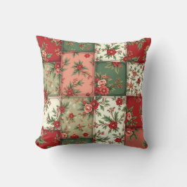 Cojín Decorativo Patrón de Colcha de Navidad Floral Vintage Caprich