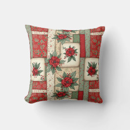 Cojín Decorativo Patrón de colcha de Navidad floral vintage caprich