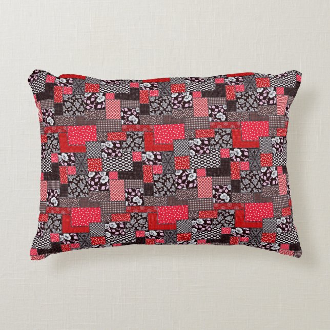 Cojín Decorativo Patrón de Colcha Floral de Patchwork Retro (Anverso)