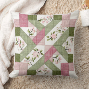 Cojín Decorativo Patrón de Colcha Floral Geométrico Cottagecore Pas