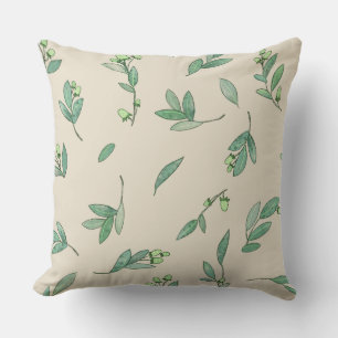 Cojín Decorativo Patrón de color de agua floral Green Cottage
