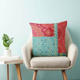 Cojín Decorativo Patrón de color turquesa rojo ORIENTAL - Pillow