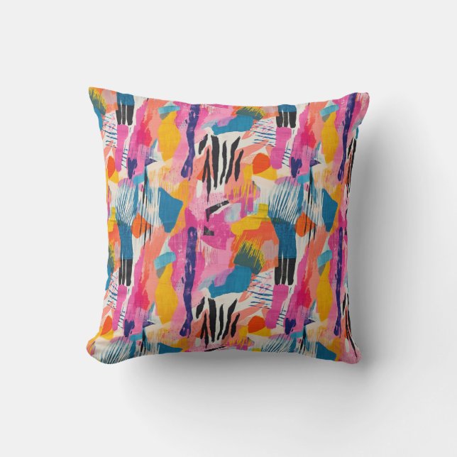 Cojín Decorativo Patrón de colores vivos (Anverso)