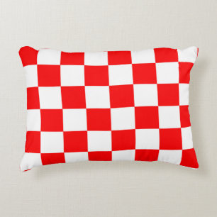 Cojín Decorativo Patrón de comprobación de blanco rojo