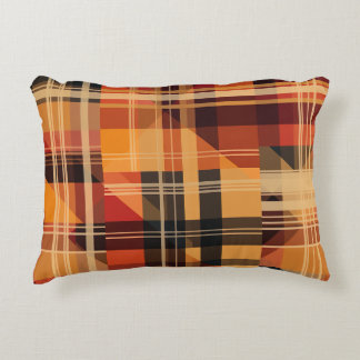 Cojín Decorativo Patrón de comprobación de otoño de corte naranja