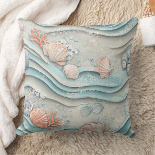 Cojín Decorativo Patrón de concha marina boho costero