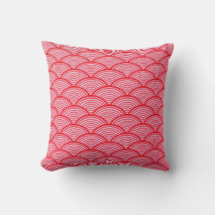 Cojín Decorativo Patrón de concha rojo y blanco